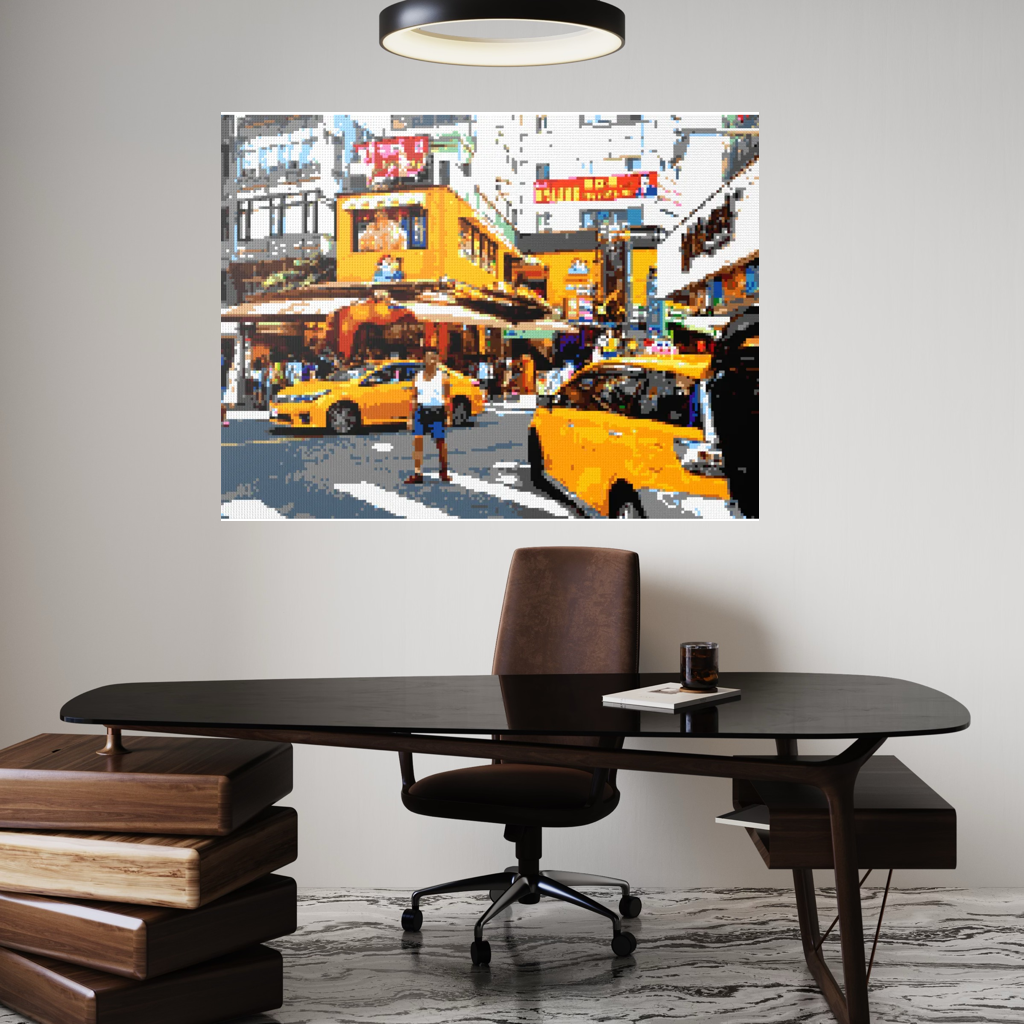 Taipei Street Scene with Taxis