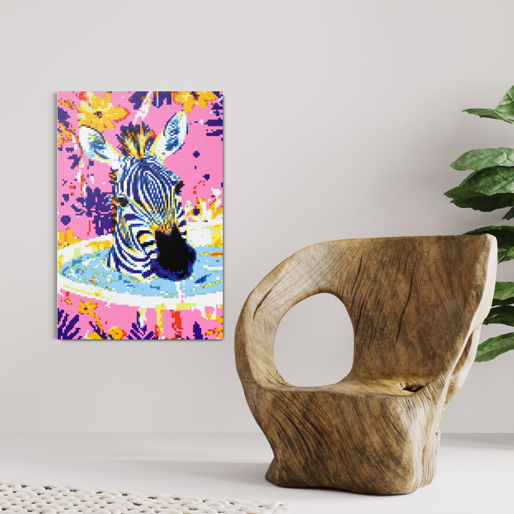 Zebra taking bath mosaic