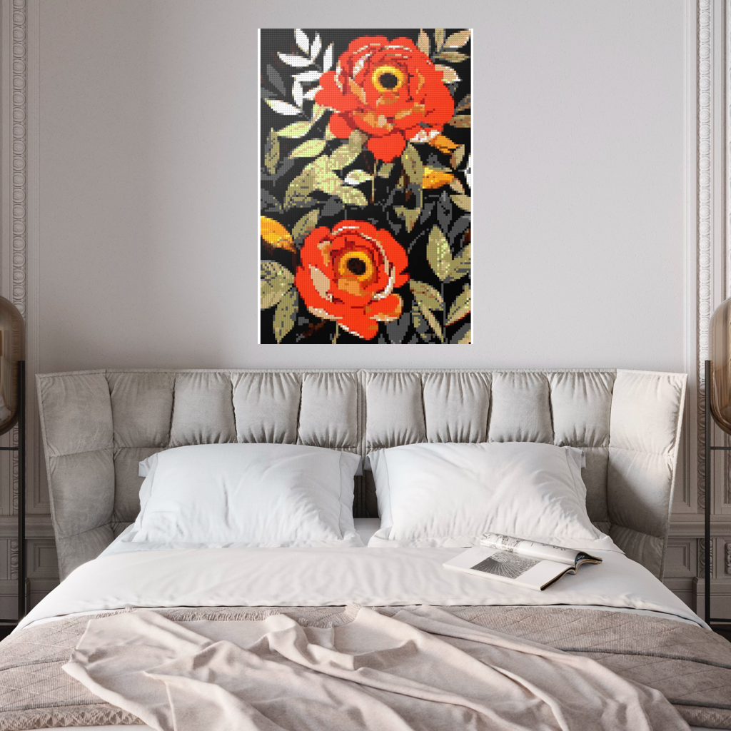 Peonies nature art mosaic