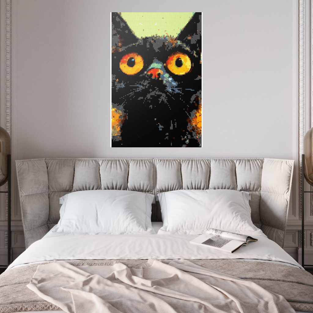 Black cat with yellow eyes