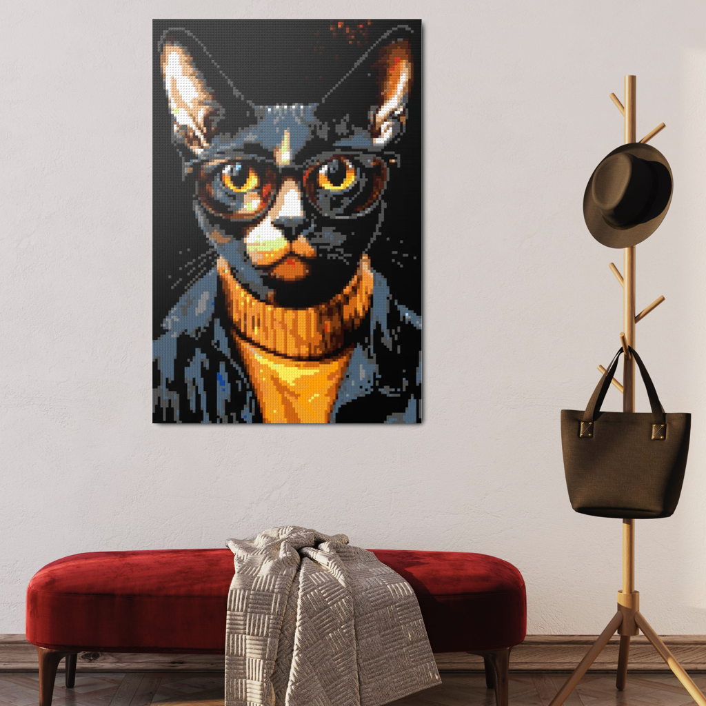 Hipster cat Loki mosaic