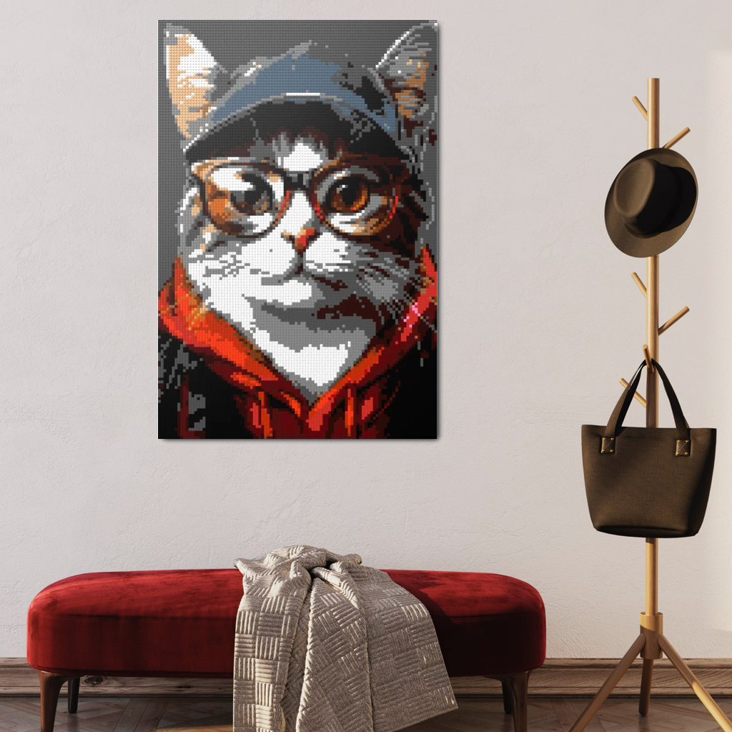 Hipster cat Charlie mosaic