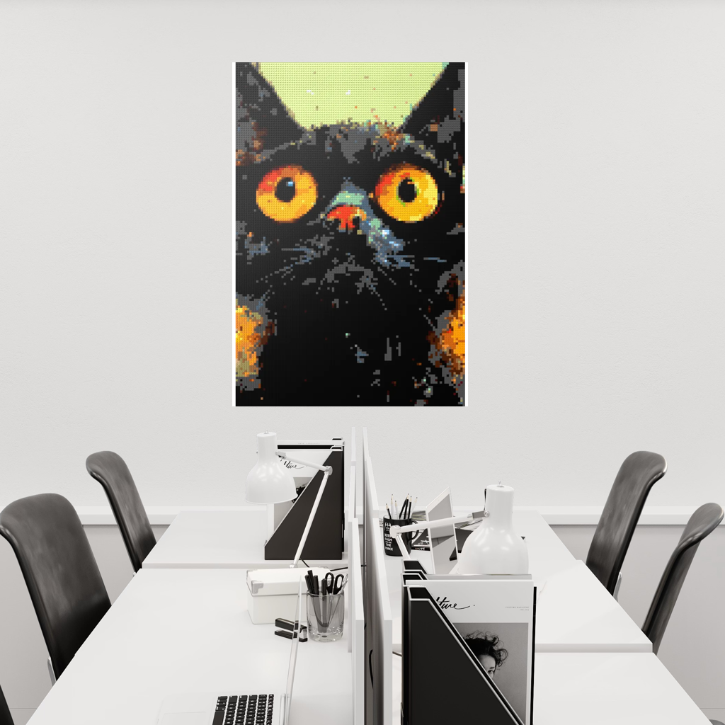 Black cat with yellow eyes