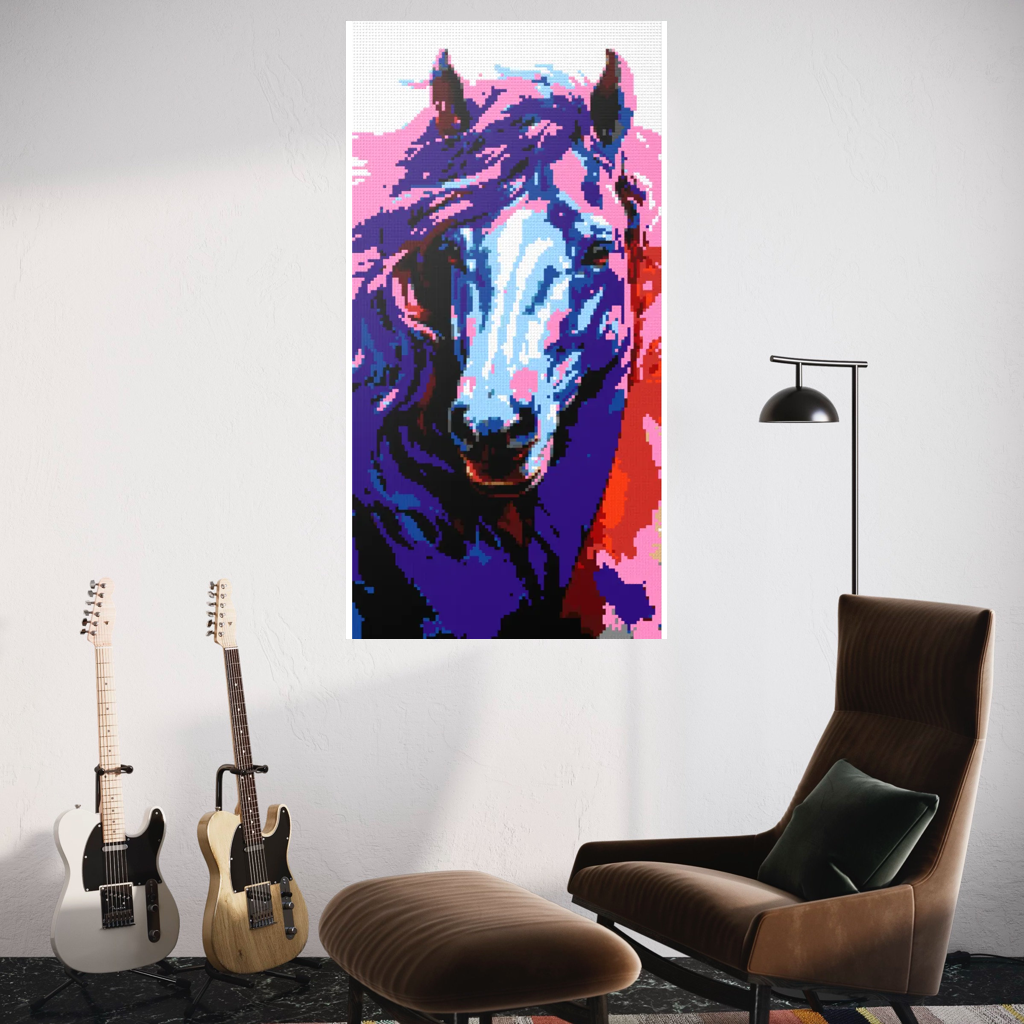 Blue horse mosaic