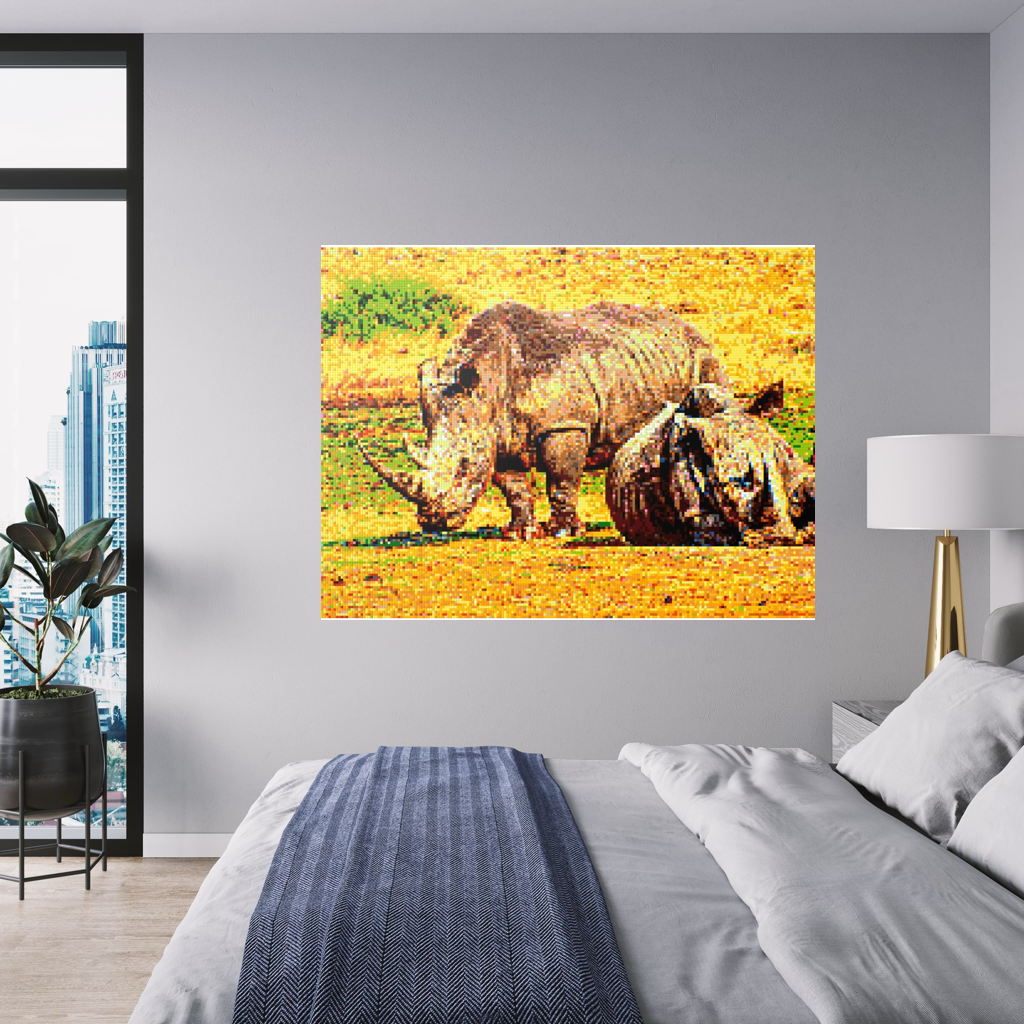 A pair of African rhinoceros in Southern Africa