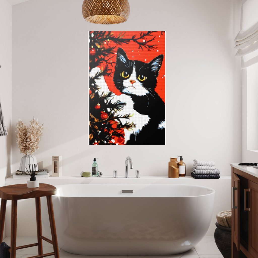 Cats love the Christmas tree mosaic