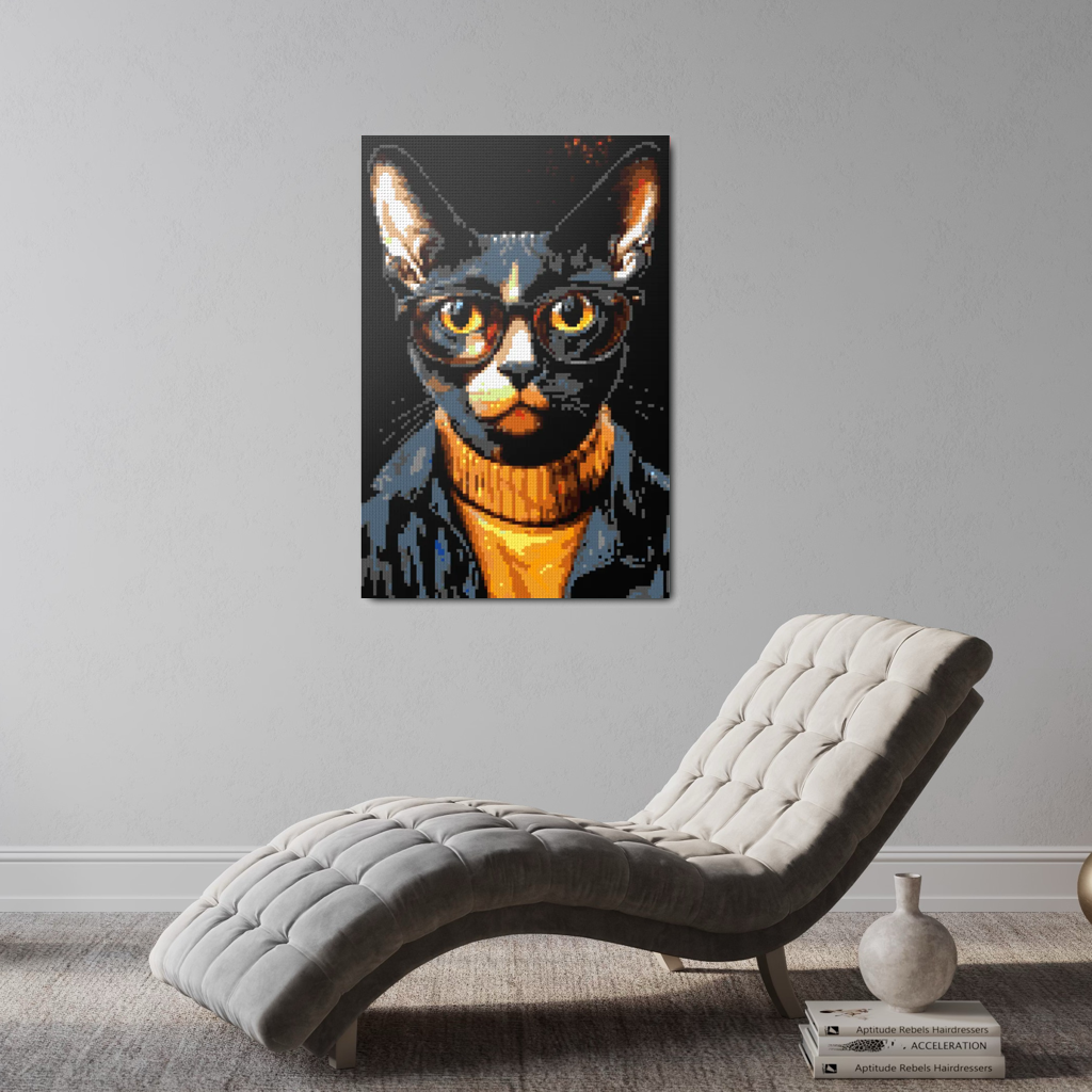 Hipster cat Loki mosaic