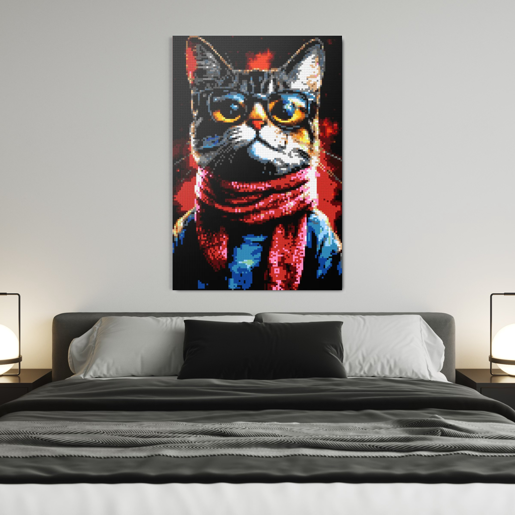 Hipster cat John mosaic