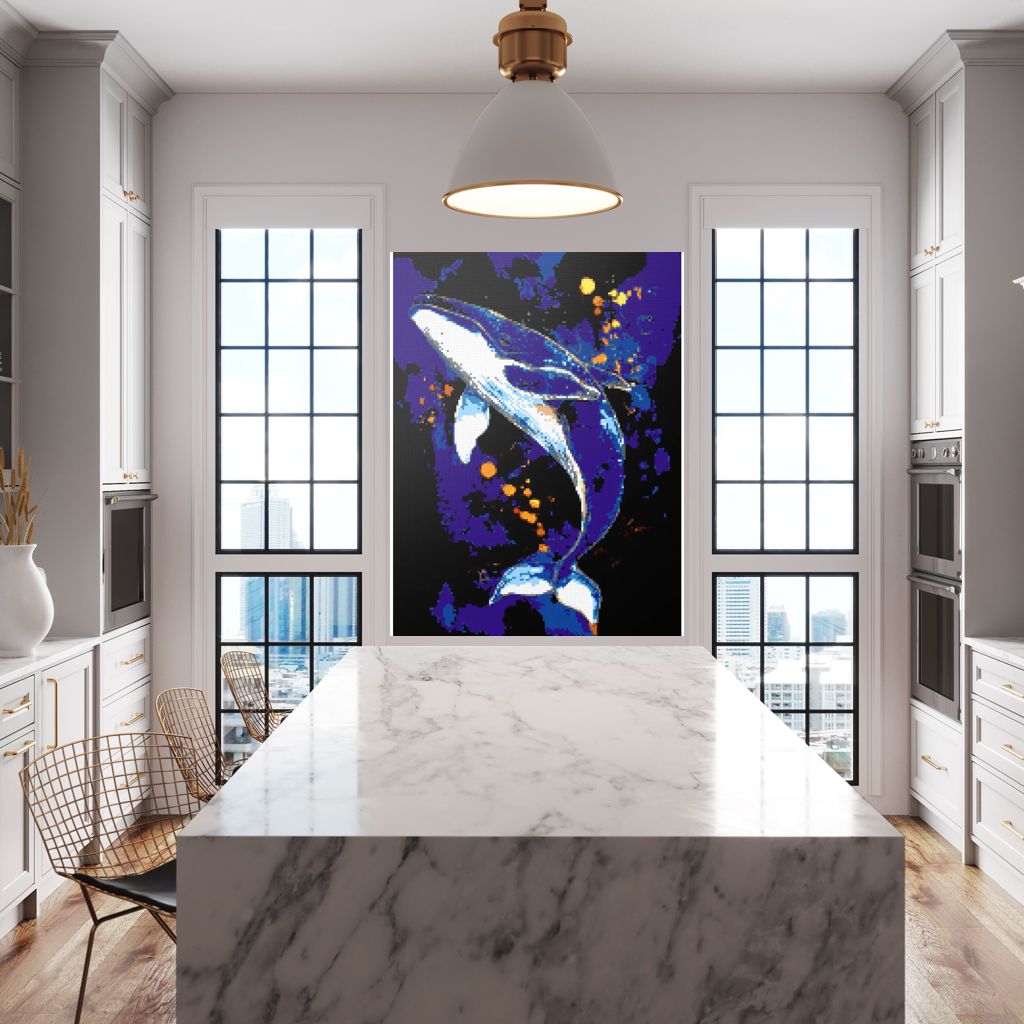 A whale in the depths of the ocean mosaic