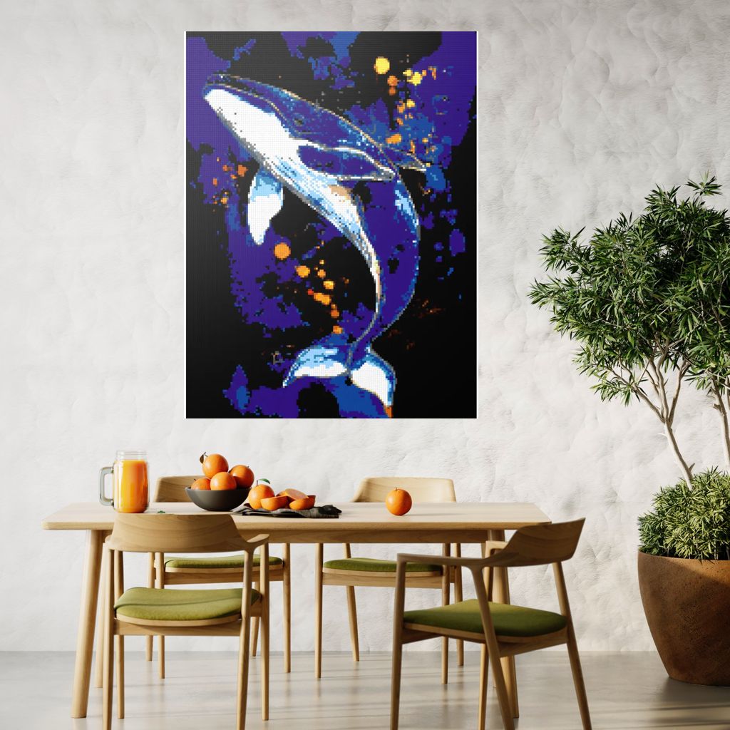 A whale in the depths of the ocean mosaic