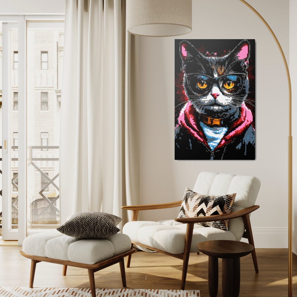 Hipster cat Jeff mosaic