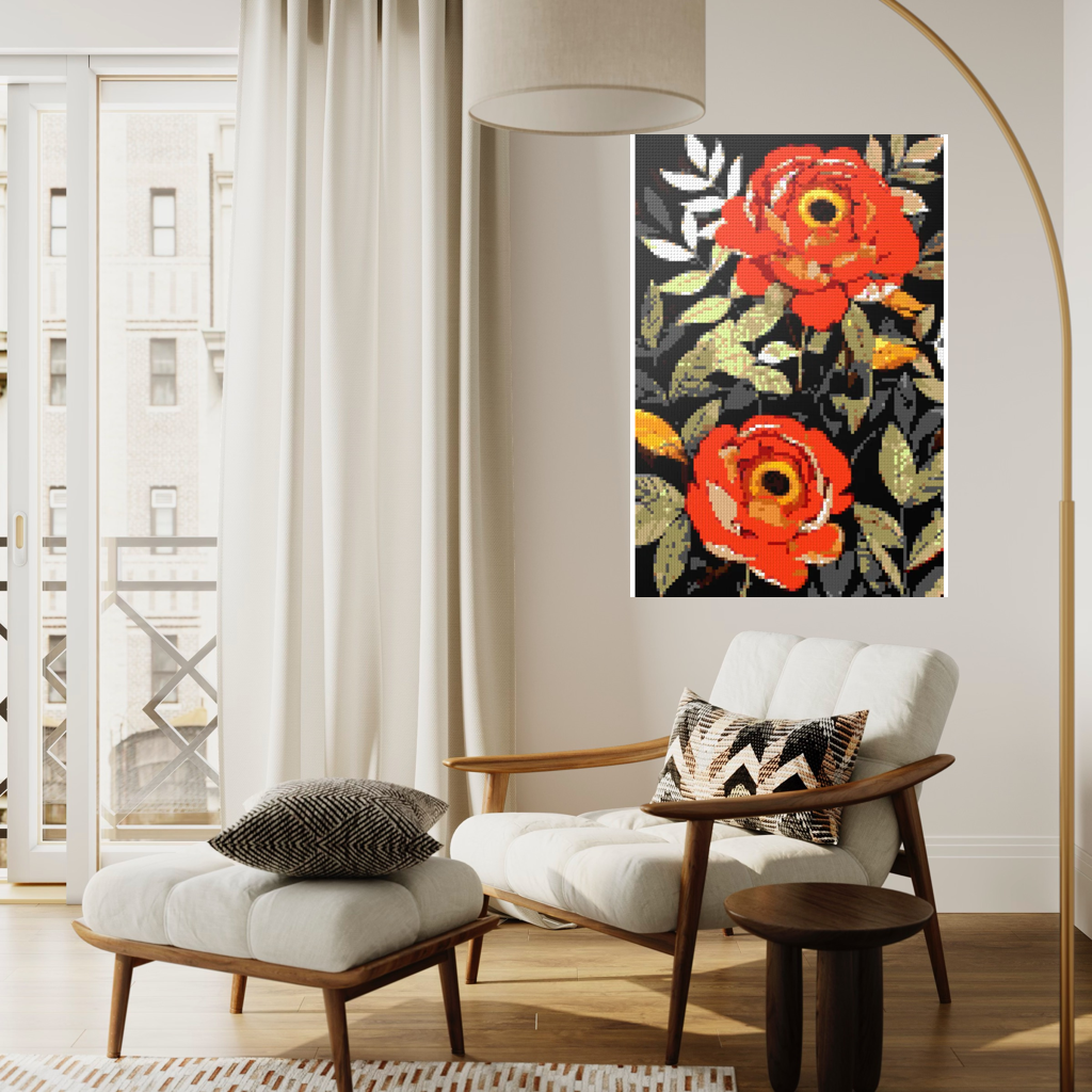 Peonies nature art mosaic