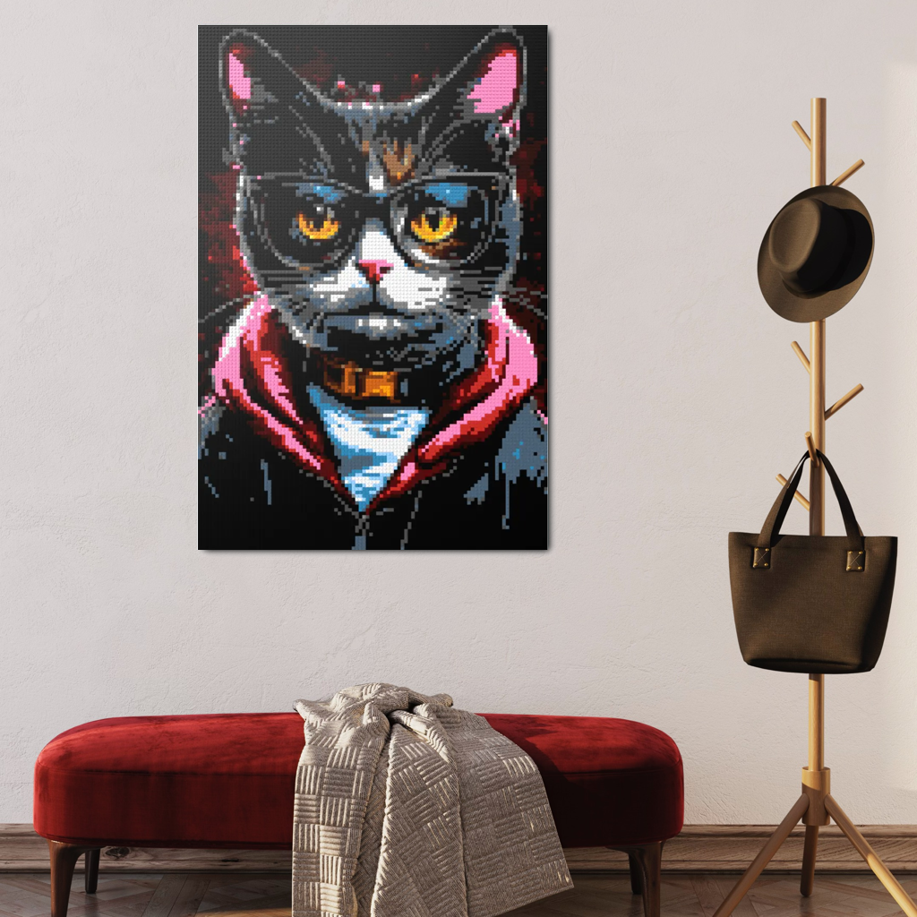 Hipster cat Jeff mosaic