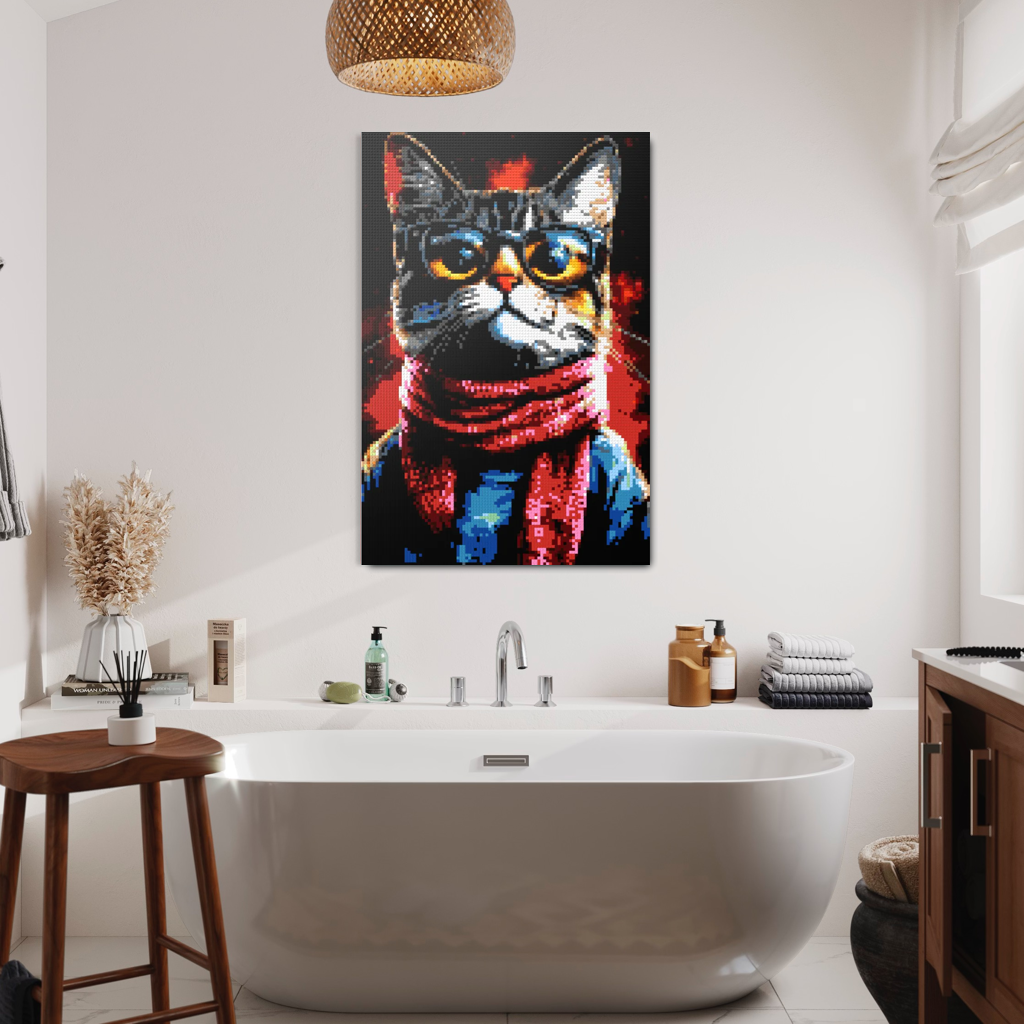 Hipster cat John mosaic