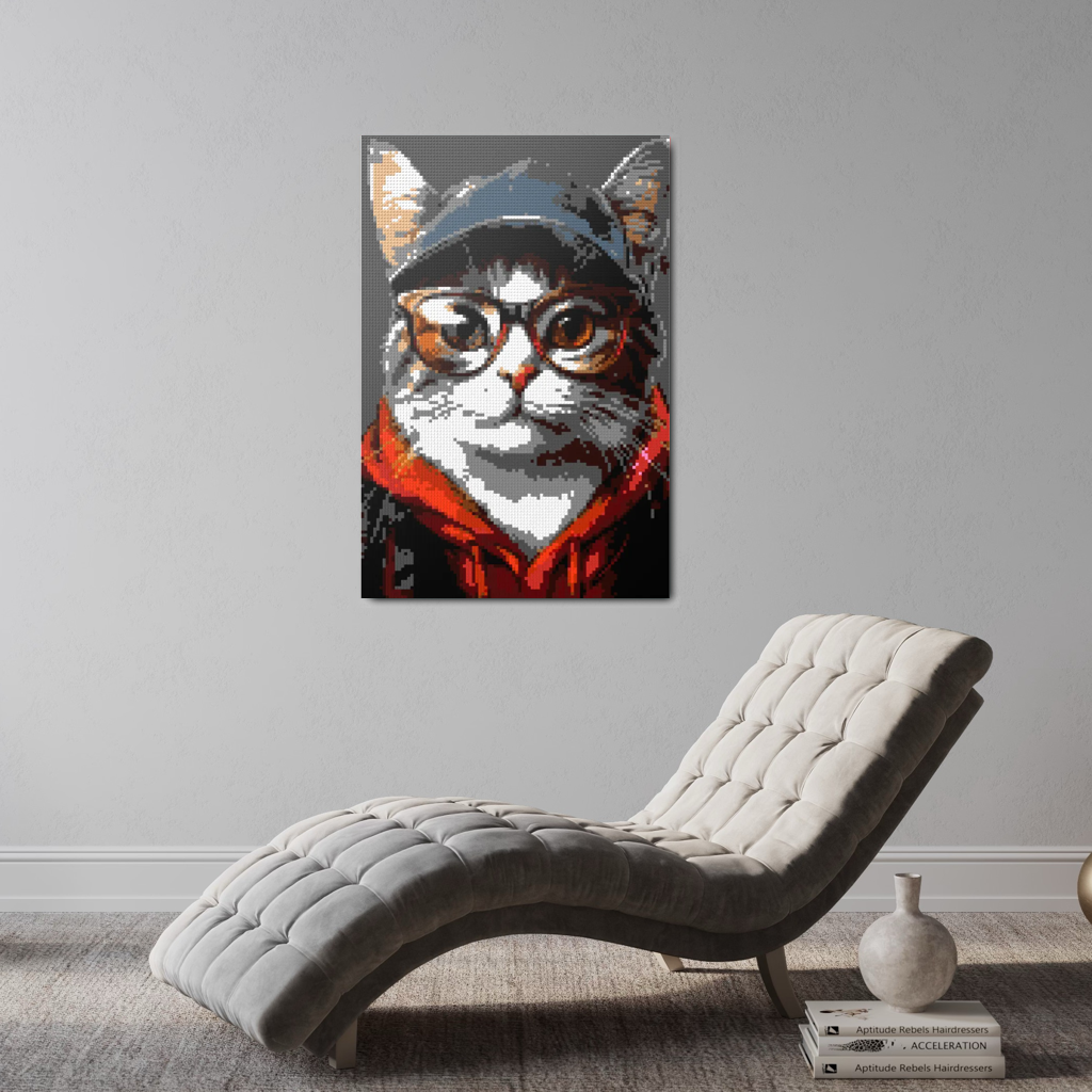 Hipster cat Charlie mosaic