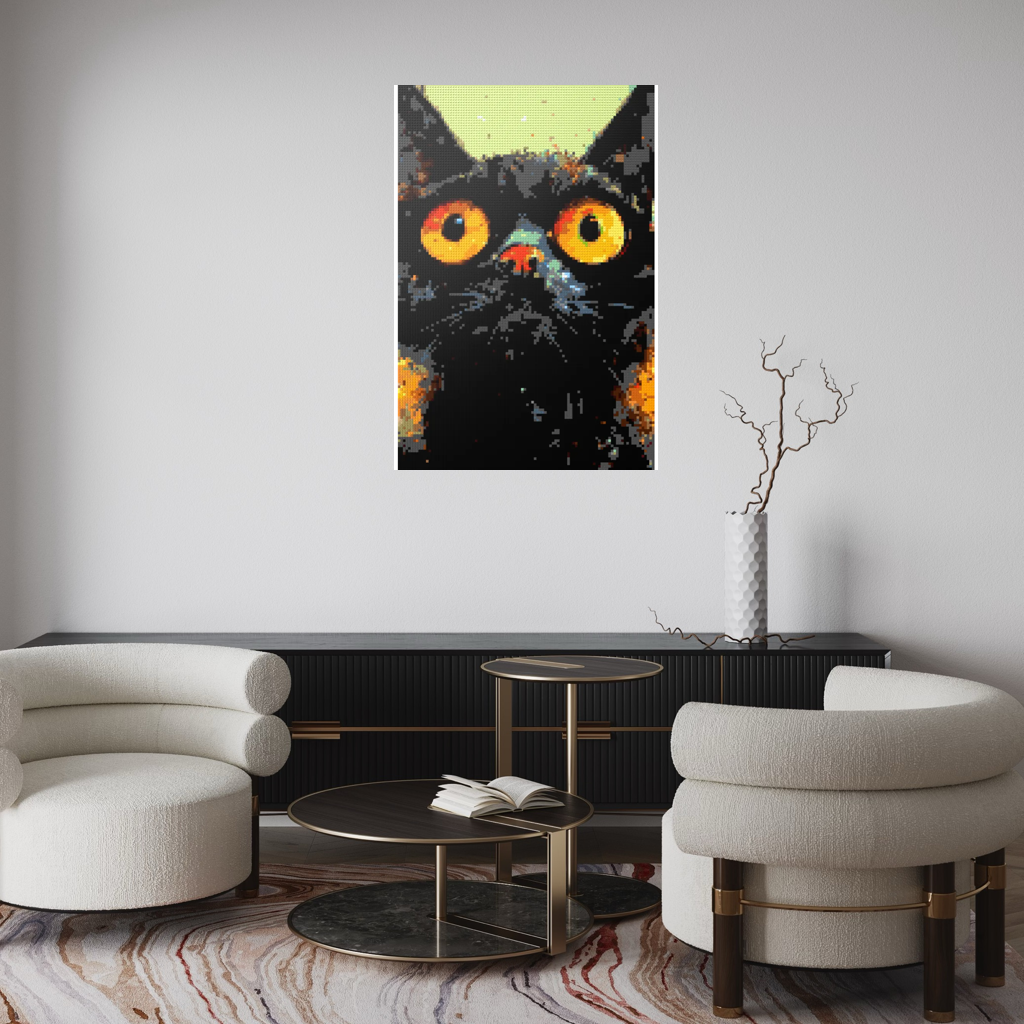 Black cat with yellow eyes