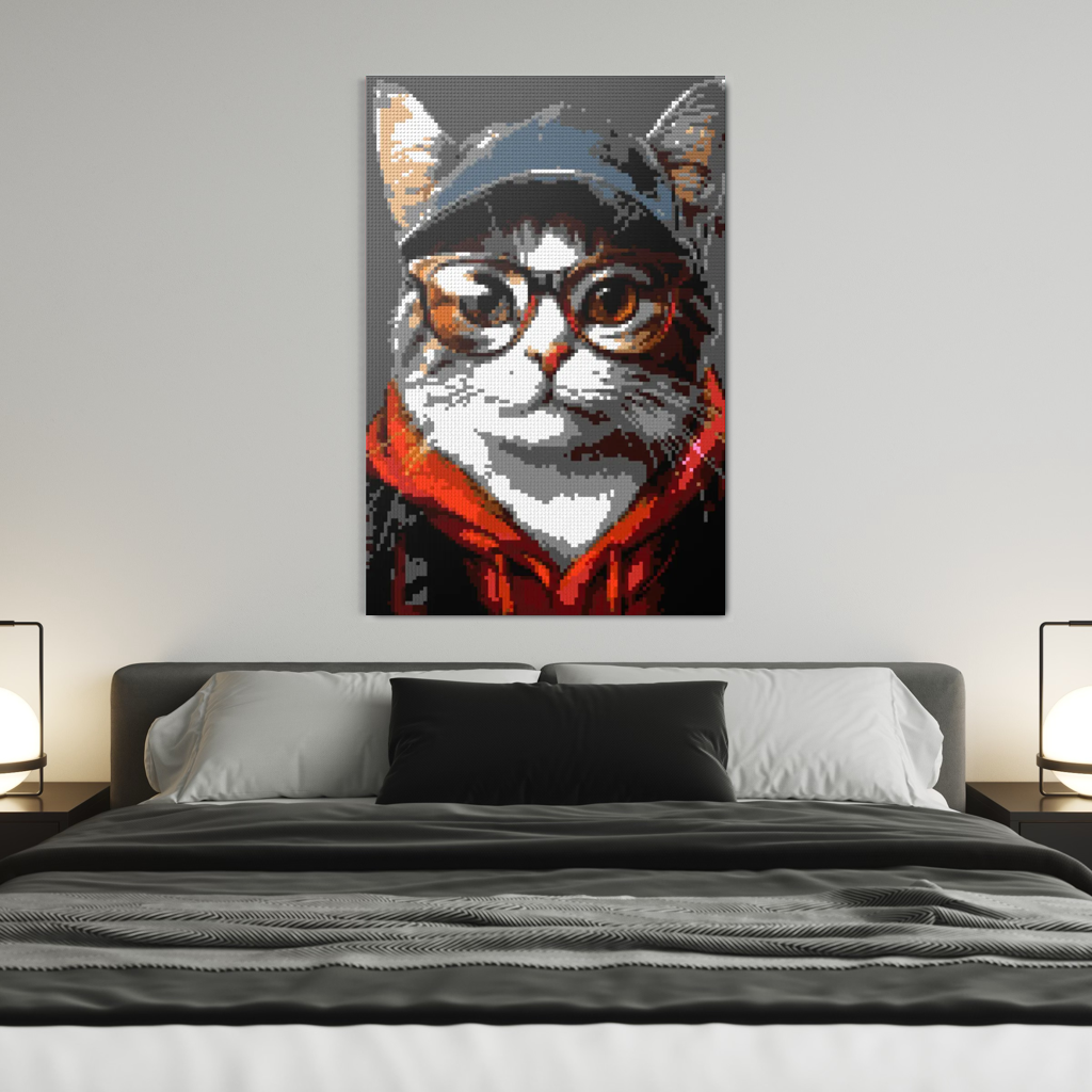 Hipster cat Charlie mosaic