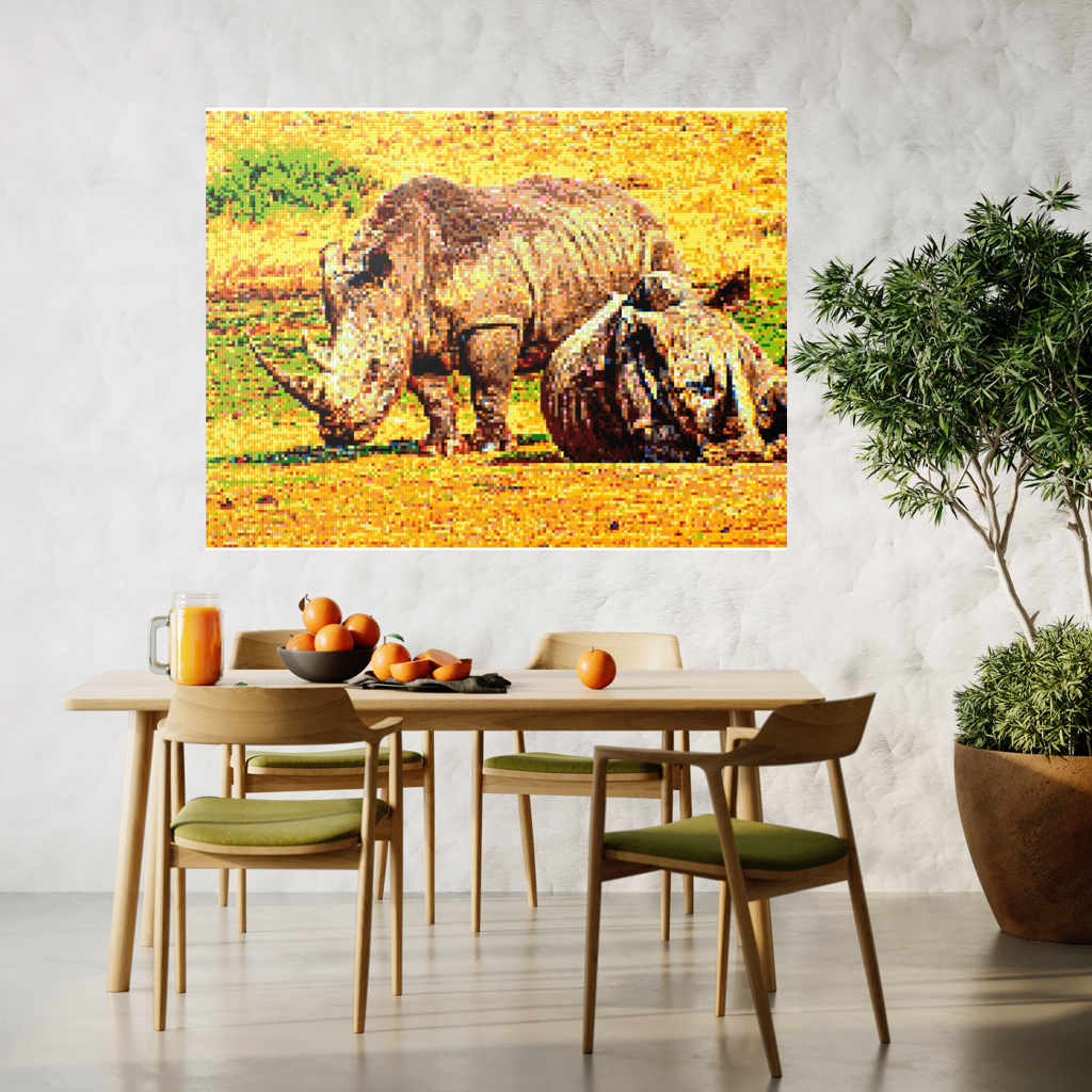 A pair of African rhinoceros in Southern Africa