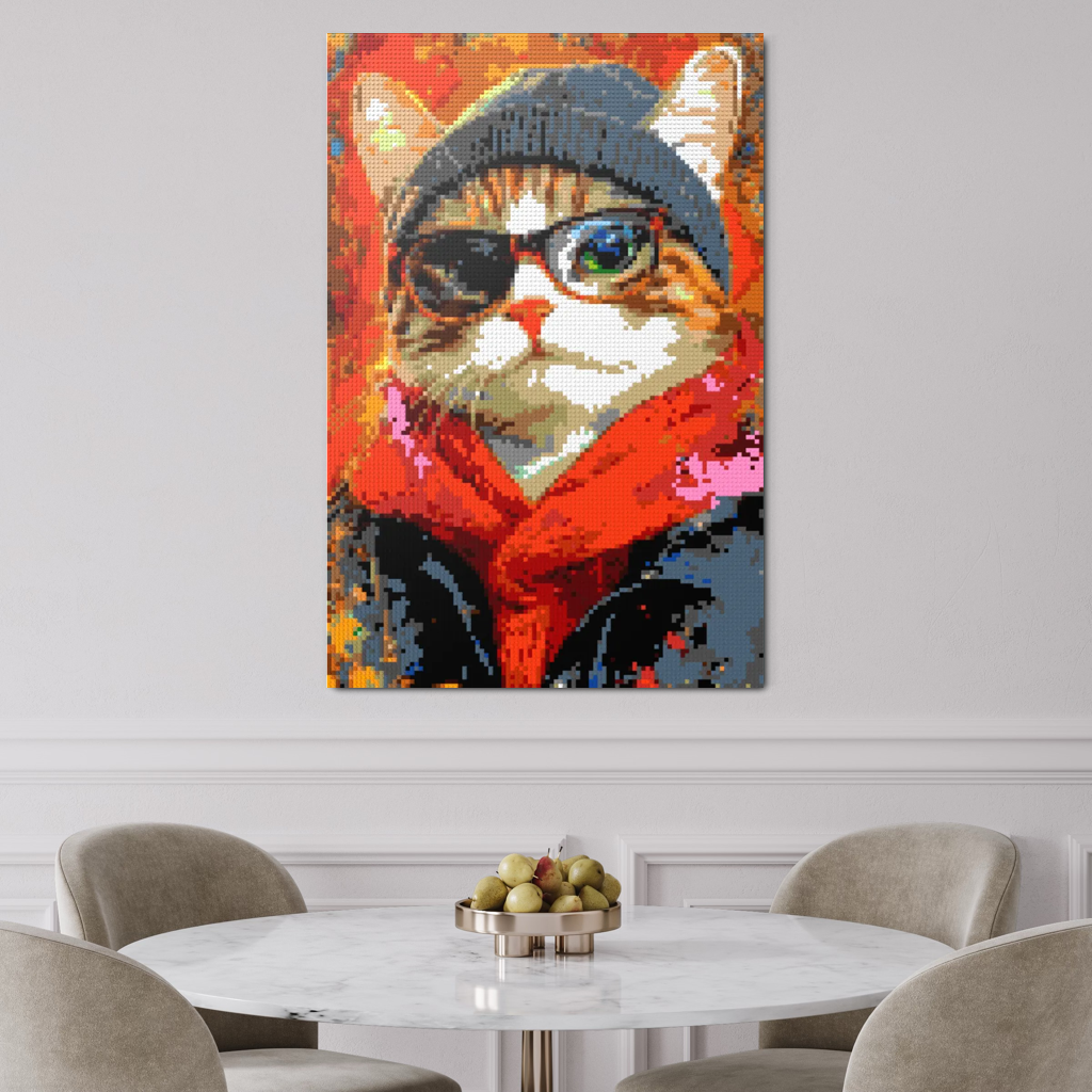 Hipster cat Oscar mosaic