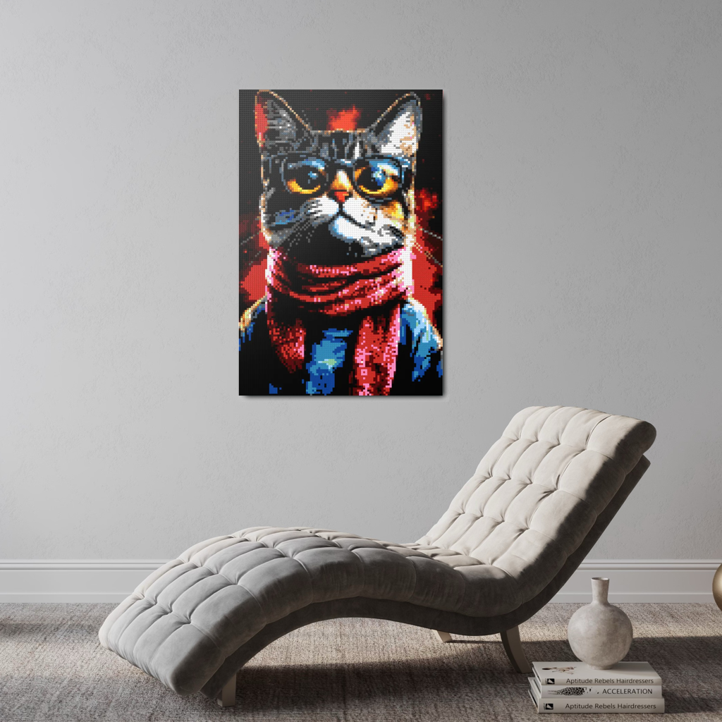 Hipster cat John mosaic