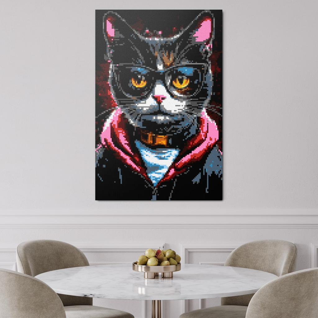 Hipster cat Jeff mosaic