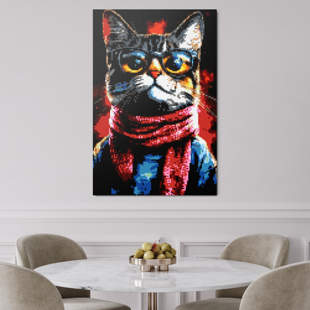 Hipster cat John mosaic